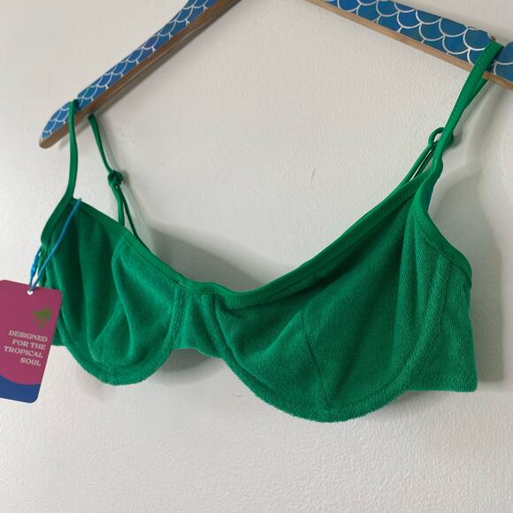 BLACKBOUGH SWIM Green Terry Fiona Underwire Bikini Swim Top Size Large - Picture 3 of 8